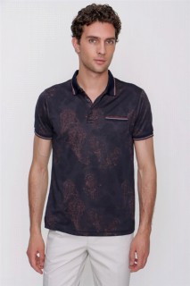Men Clothing - Men's Light Brown Interlock Trend Dynamic Fit Comfortable Fit Short Sleeve T-Shirt 100350825 - Turkey