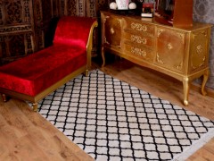 Carpet - Latex Non-Slip Base Digital Print Velvet Carpet Mug White-Black 150x220 Cm 100258423 - Turkey
