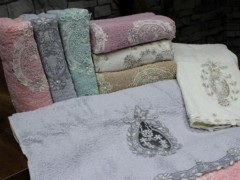 Blanket Sets - Mitgift Land French Guipure Hümay Deckenset Creme 100331115 - Turkey