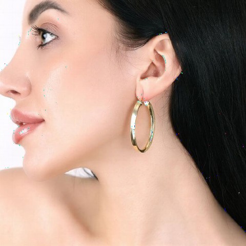 45 Millim Oval Ring Silver Earrings Gold 100346647