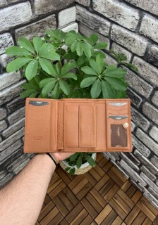 Tan Leather Women's Wallet With Money Compartment 100345786