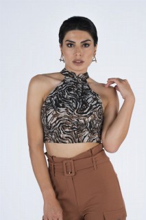 Clothes - Women's Zebra Patterned Jacquard Bustier 100326356 - Turkey