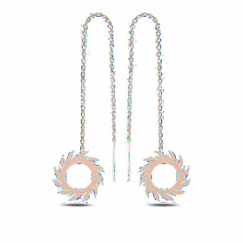 jewelry - Sliding Saw Dangle Women's Sterling Silver Earrings Rose 100346703 - Turkey