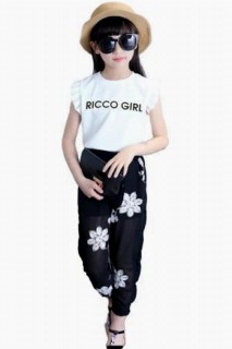 Outwear - Boy's New Ricco Girl Shorts and Chiffon Pants White Bottom Top Set 100328206 - Turkey