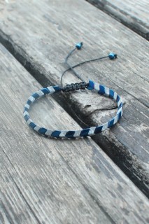 Bracelet - Blue Gray Color Hematite Macrame Natural Stone Men's Bracelet 100328031 - Turkey