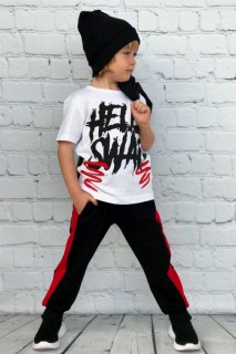 Boy Red Striped Swag Camouflage Tracksuit 100328648