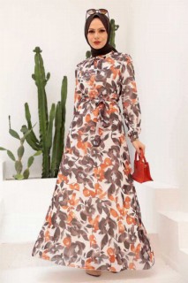 Clothes - Terra Cotta Hijab Dress 100337054 - Turkey