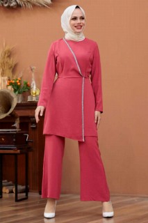 Cloth set - Robe de costume double hijab couleur fleur de grenade 100337744 - Turkey