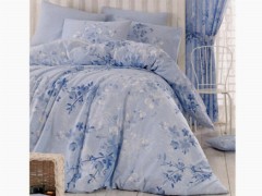 Elena 100% Cotton Double Duvet Cover Set Blue 100257670