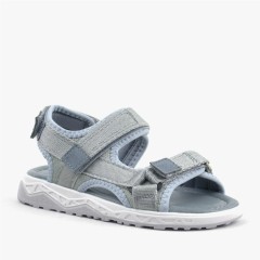 Sandals & Slippers - Gray Belt Detailed Comfort Sole Kids Sandals 100352476 - Turkey