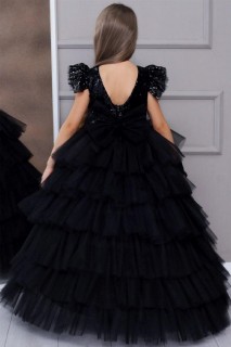 Girl's Waist Floral Embroidered Skirt Fluffy Katkat Tulle and Tarlatan Pulpeau Black Evening Dress 100327416