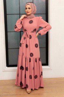 Woman Clothing - Dusty Rose Hijab Dress 100341516 - Turkey