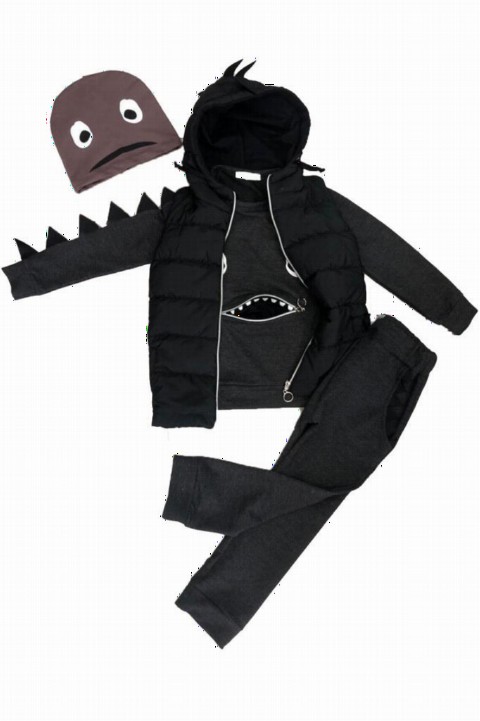Boy Clothing - Aufblasbare Weste und Baskenmütze Dino für Jungen, 4er-Pack, Graues Trainingsanzug-Set 100327269 - Turkey