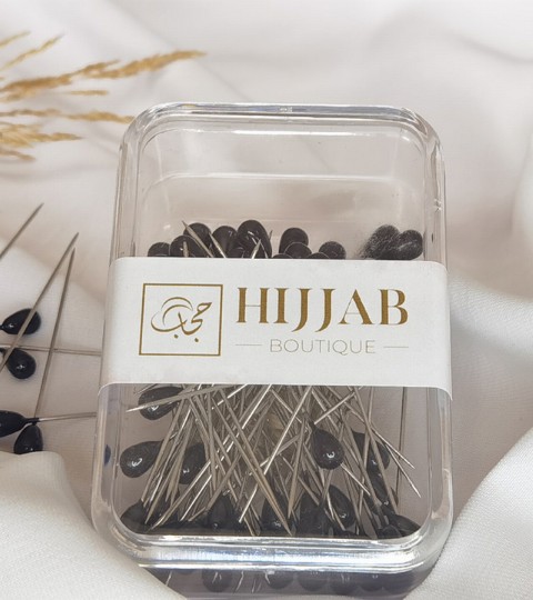 Hijab Accessories - 50 قطعة دبوس إبرة الحجاب - أسود - Turkey