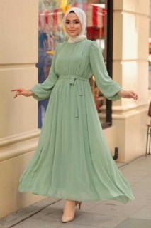Woman Clothing - Mint Hijab Dress 100341732 - Turkey