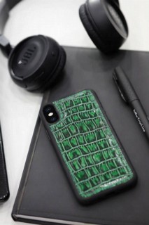Green Croco Pattern Leather iPhone X / XS Case 100345985