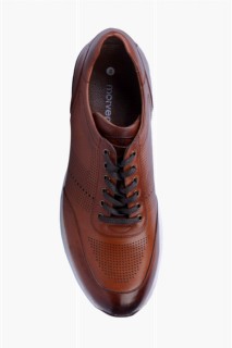 Men's Brown Casual Lace-Up Patterned Leather Shoes 100350571
