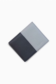Men Shoes-Bags & Other - Matte Navy/Grey Leather Men's Wallet 100345726 - Turkey