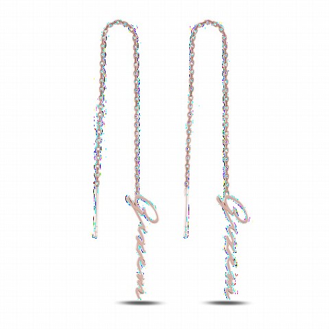 jewelry - Name Women's Silver Earrings Rose 100346721 - Turkey