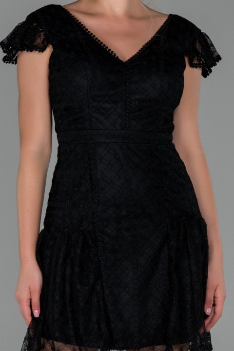 Evening Dress Short Sleeve V Neck Mini Lace Invitation Dress 100297393
