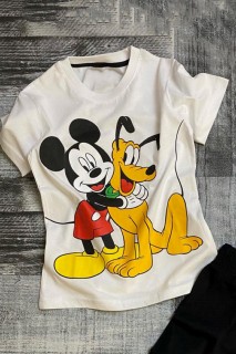 Boy Mickey & Friends Printed White Shorts Set 100327529