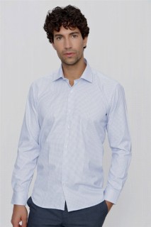 Top Wear - Men's Ice Blue Piticaret Regular Fit Wide Cut Solid Collar Shirt 100351056 - Turkey