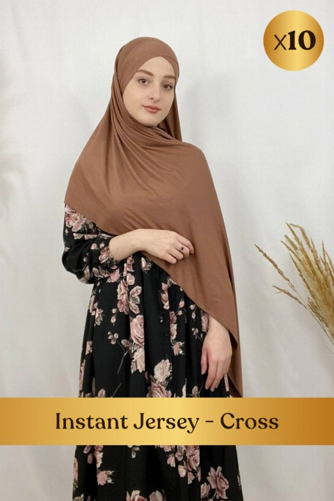Promotion Box - Hijab jersey premium, prêt à nouer, bandeau croisé intégré - en box 10 pièces - Turkey
