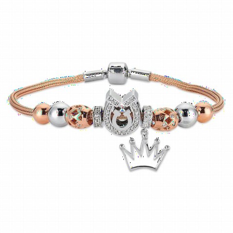 jewelry - Rose Pieced Women's Sterling Silver Bracelet 100347295 - Turkey