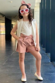 Kids - Girl Boyfriend Vest Powder Shorts Set 100326802 - Turkey