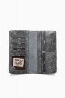Leather Men/Women Portfolio Wallet with Phone Entry - Gray Crayz 100345656