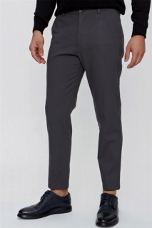 pants - Men's Gray Dynamic Fit Casual Side Pocket Cotton Linen Trousers 100350947 - Turkey