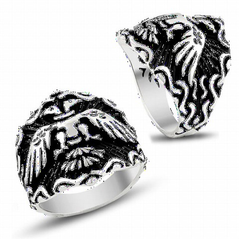 Animal Rings - Seljuk Eagle Symbol Silver Men's Ring 100348581 - Turkey
