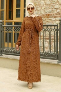 Clothes - Sunuff Colored Hijab Dress 100335456 - Turkey