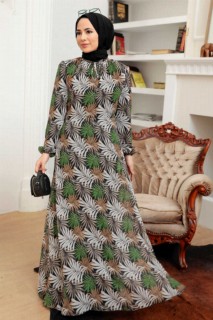 Clothes - Green Hijab Dress 100340776 - Turkey