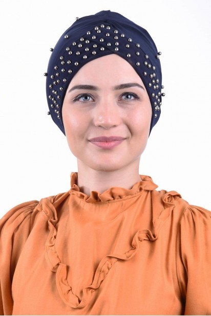 Woman Bonnet & Turban - Bonnet De Piscine Nacré Bleu Marine - Turkey