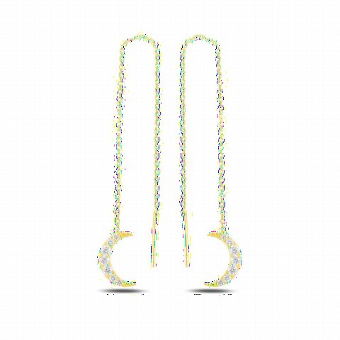 jewelry - Dangle Moon Women Silver Earrings Gold 100346701 - Turkey