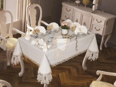 Table Cover Set - مفرش طاولة عنب 26 قطعة كريمي 100260096 - Turkey