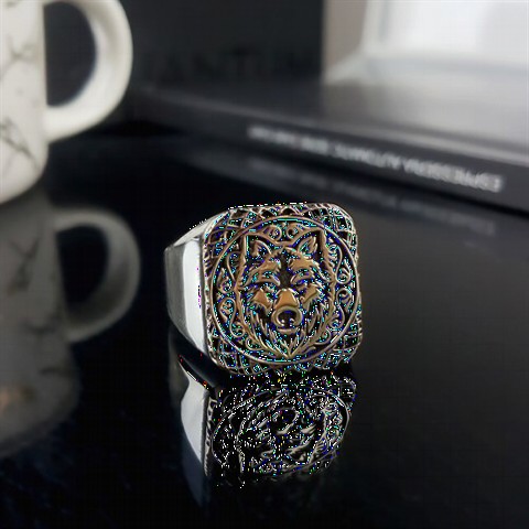 Stoneless Rings - خاتم من الفضة الإسترليني بتصميم الذئب 100349671 - Turkey