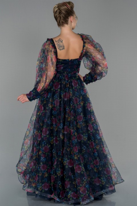 Evening Dress Long Sleeve Printed Tulle Evening Dress 100297956