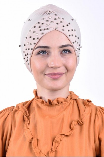 Woman Bonnet & Hijab - لؤلؤة بول كاب بيج - Turkey