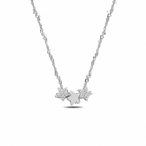 Other Necklace - Three Pieces Star Model Women's Silver Necklace 100347612 - Turkey