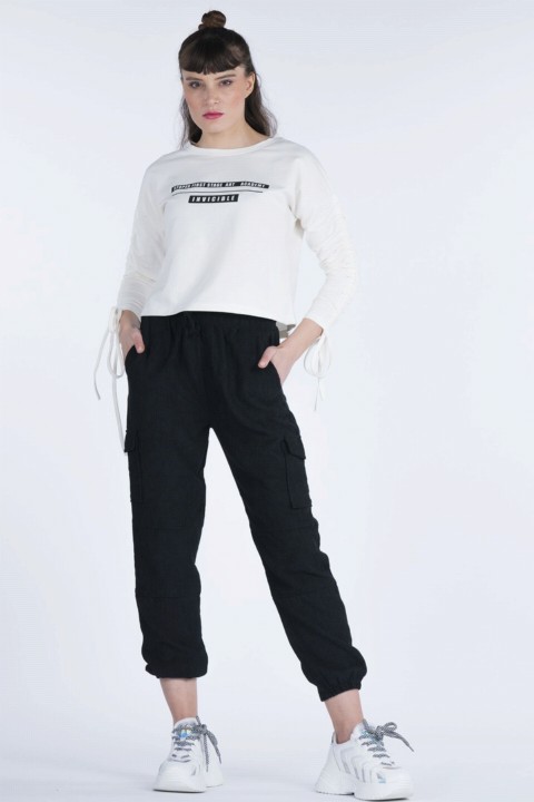 Woman Clothing - Women's Front Printed Sweatshirt 100326376 - Turkey