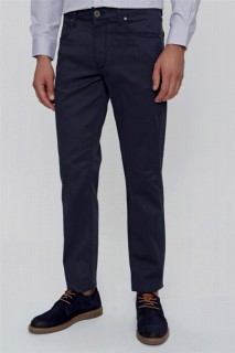 pants - Men's Navy Blue Fuji Cotton 5 Pocket Dynamic Fit Trousers 100350973 - Turkey