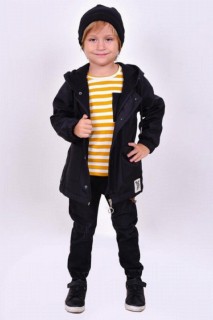 Boy Clothing - طقم معطف أسود سفلي بتفاصيل سلسلة ولادي 100326893 - Turkey