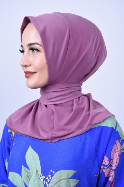 Ready to wear Hijab-Shawl - Snap Fastener Scarf Shawl Dark Dried Rose 100285617 - Turkey