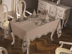 Table Cover Set - French Guipure Elite Tischdecken-Set 18-teilig Cappucino 100259633 - Turkey