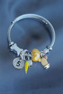 Bracelet - Yellow Cactus Figured Stone Charm Bracelet 100326495 - Turkey