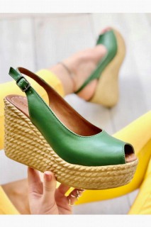 Anais Green Wedge Heel Shoes 100344177