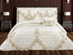 Dowry Bed Sets - Hande Quilted Double Bedspread Cream 100330341 - Turkey