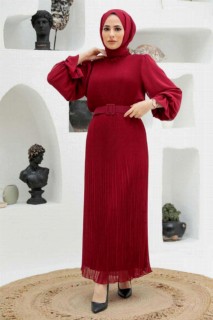 Clothes - Claret Red Hijab Dress 100339663 - Turkey